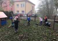 Hrabání listí na školní zahradě 8. 11. 2022 - třída Berušky